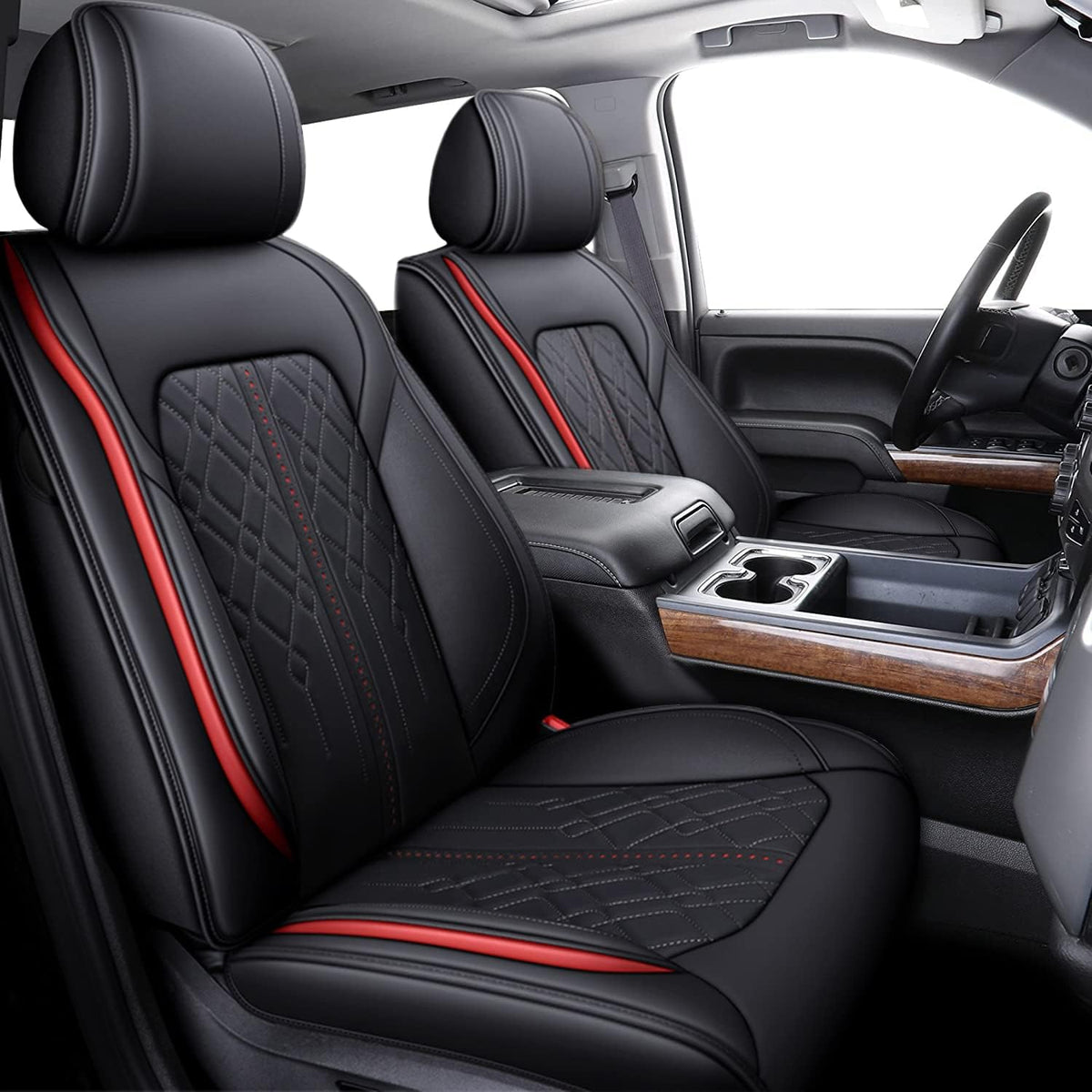Black Waterproof Leather Full Set Car Seat Covers Y889