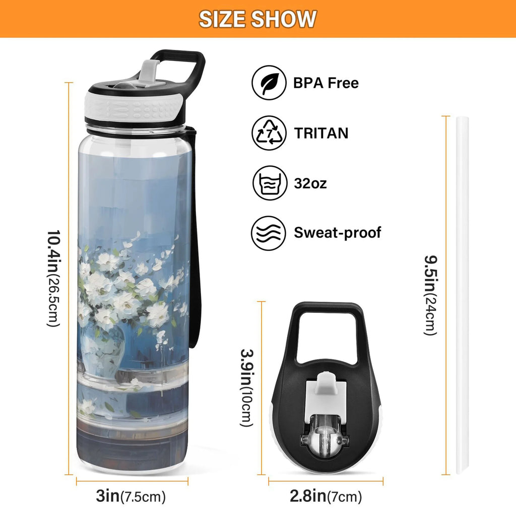 Clear 32oz Tritan Water Bottle with Straw Y2390