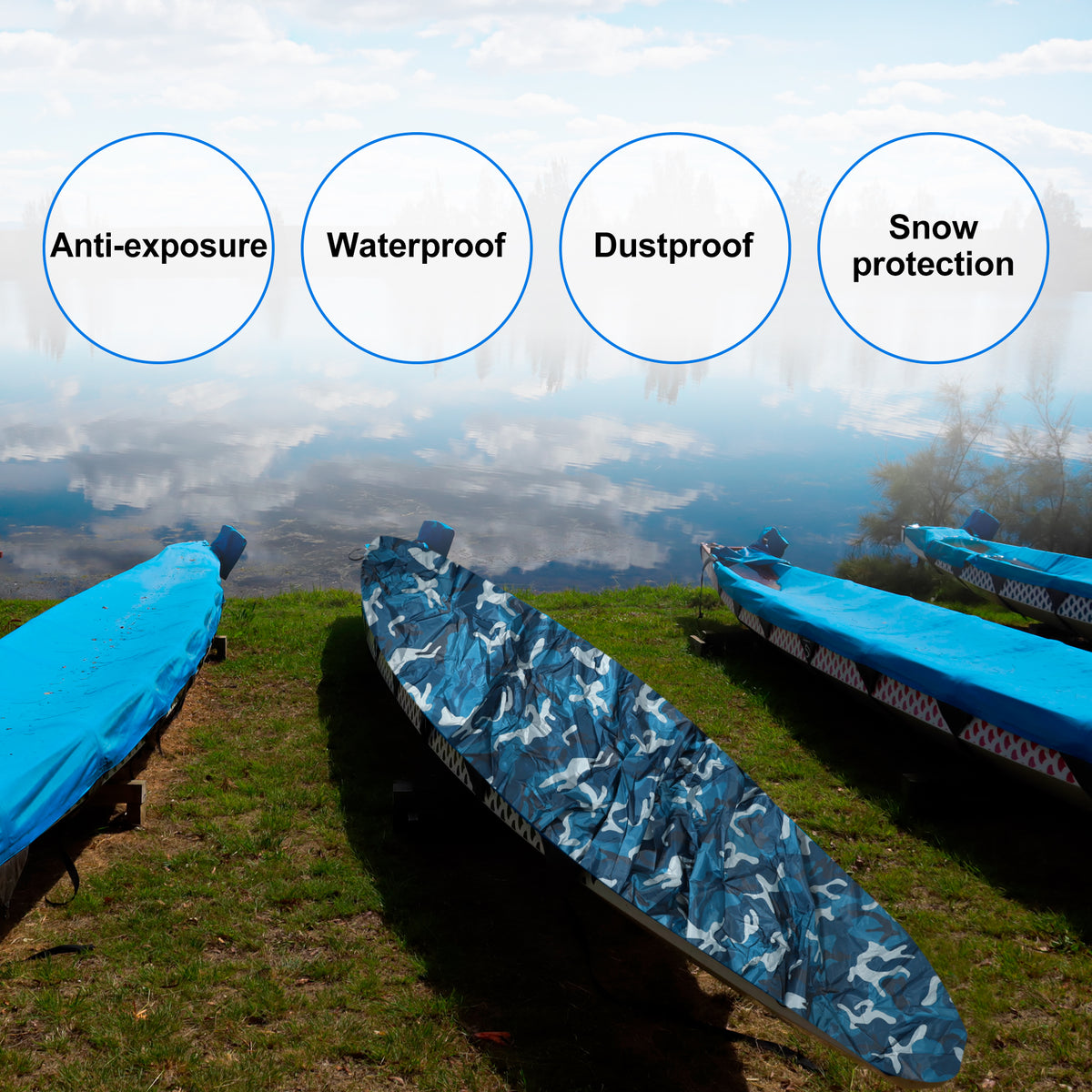 Blue Camouflage Waterproof Kayak Cover 16.8ft-18.2ft I87108