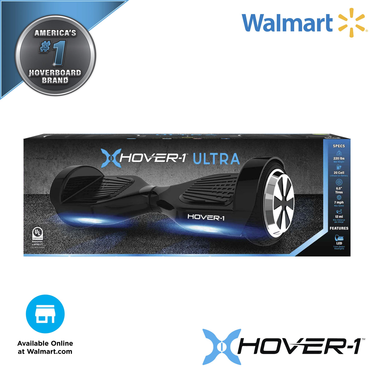 Black Electric Hoverboard with 6.5" Wheels W709