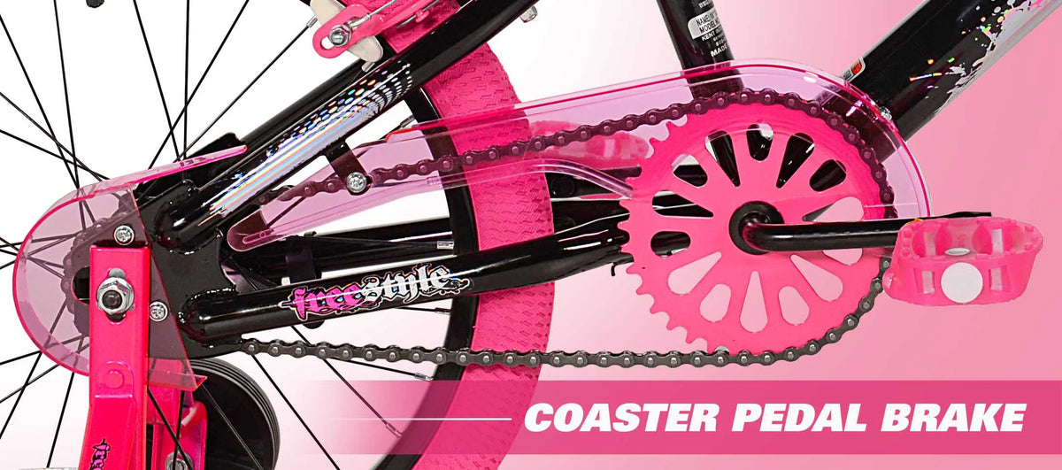 18 inch Girl's Sparkles Bicycle, Black and Pink U703