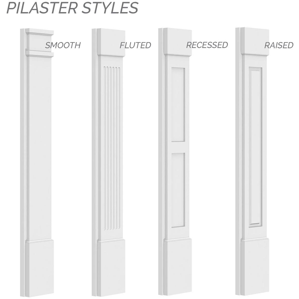 Raised Panel PVC Pilaster with Capital and Base (Pair) Y2312