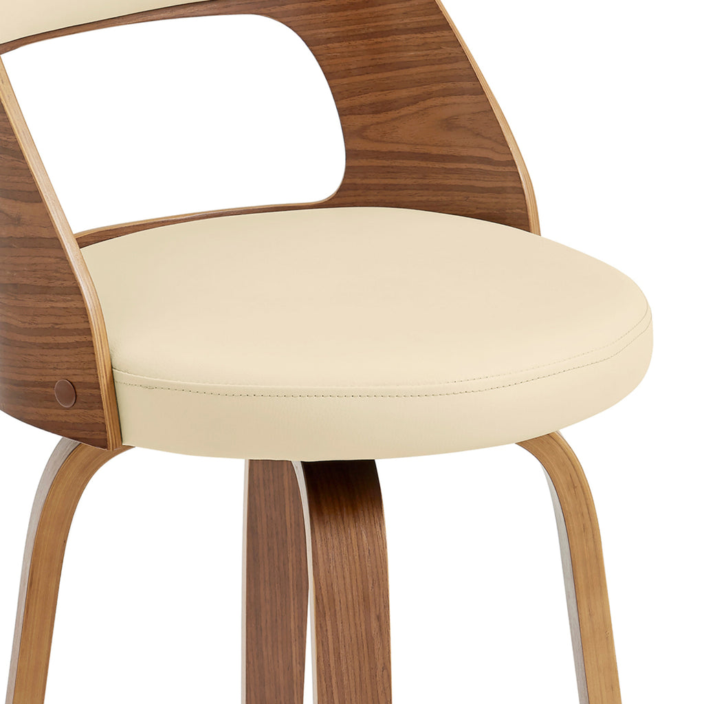 Cream Swivel Counter Stool with Wooden Back Z80037