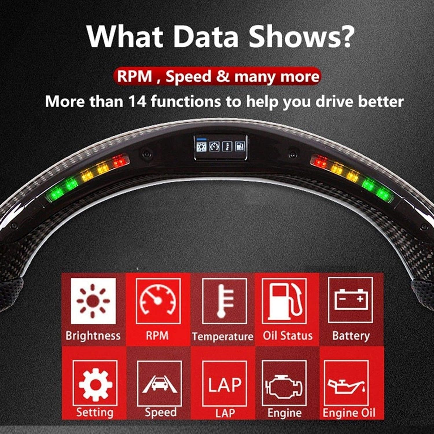 Black Suede LED Steering Wheel O1123