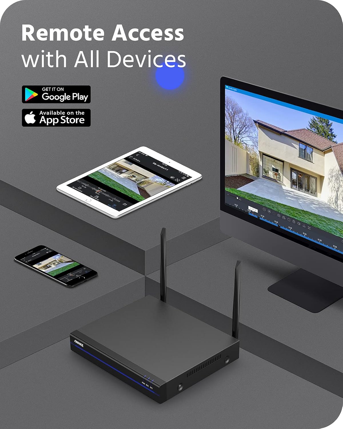3MP Wireless Security Camera System, 8 Channel 5MP WiFi NVR with 4Pcs 3MP Weatherproof IP Cameras R311