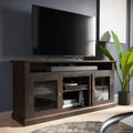 Light Gray Electric Fireplace TV Stand with Open Storage Shelves & Cabinets C589