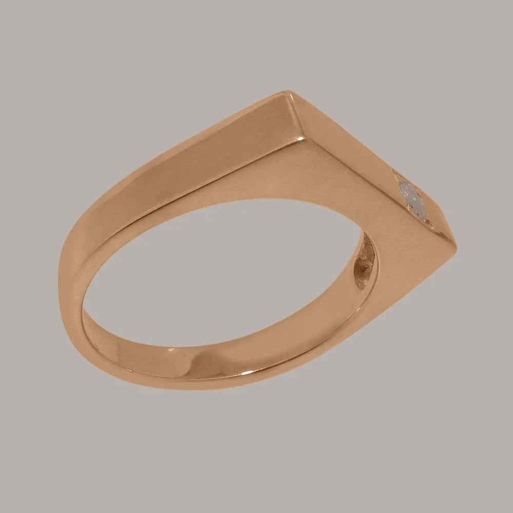 9k Rose Gold Opal Mens Band Ring X164