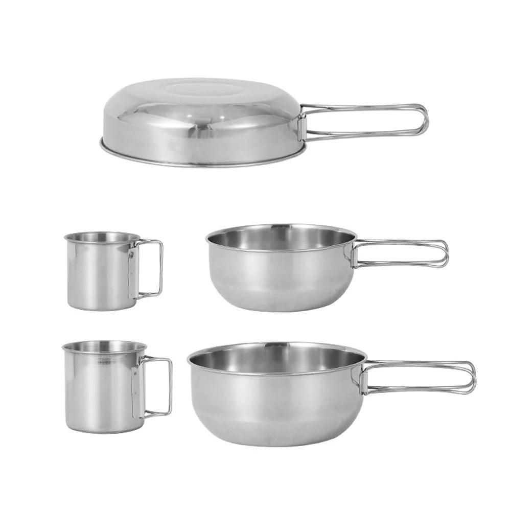 5pcs Stainless Steel Camping Cookware Set D7633