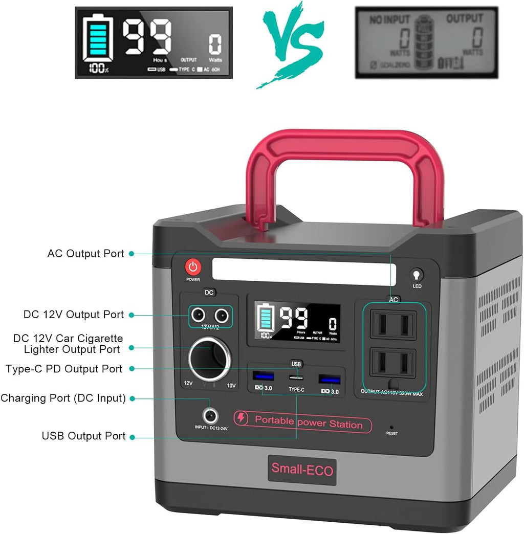 298Wh LiFePO4 Portable Power Station 110V/320W Pure Sine Wave AC Outlet D3048
