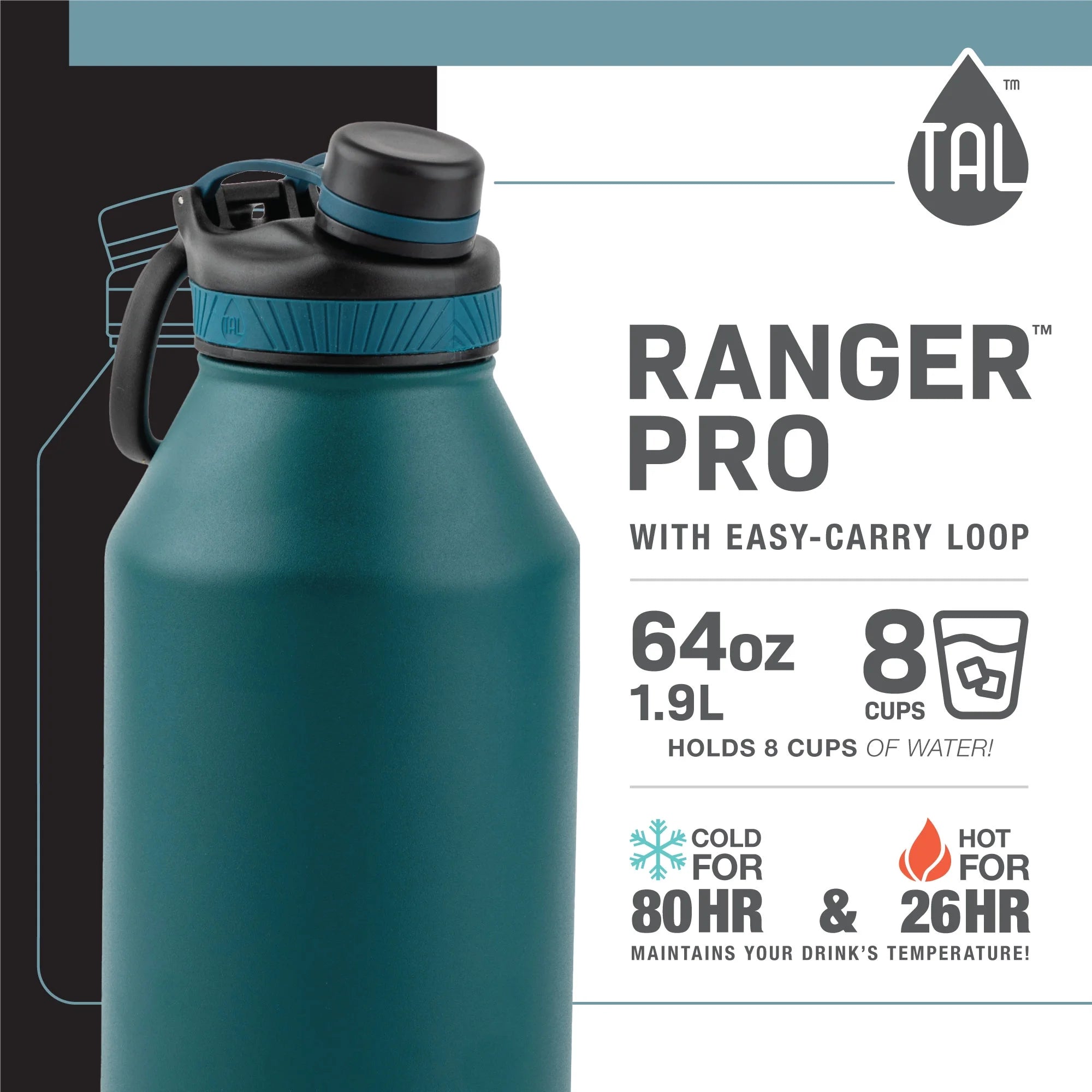 Navy Stainless Steel Water Bottle 64 fluid ounces S576