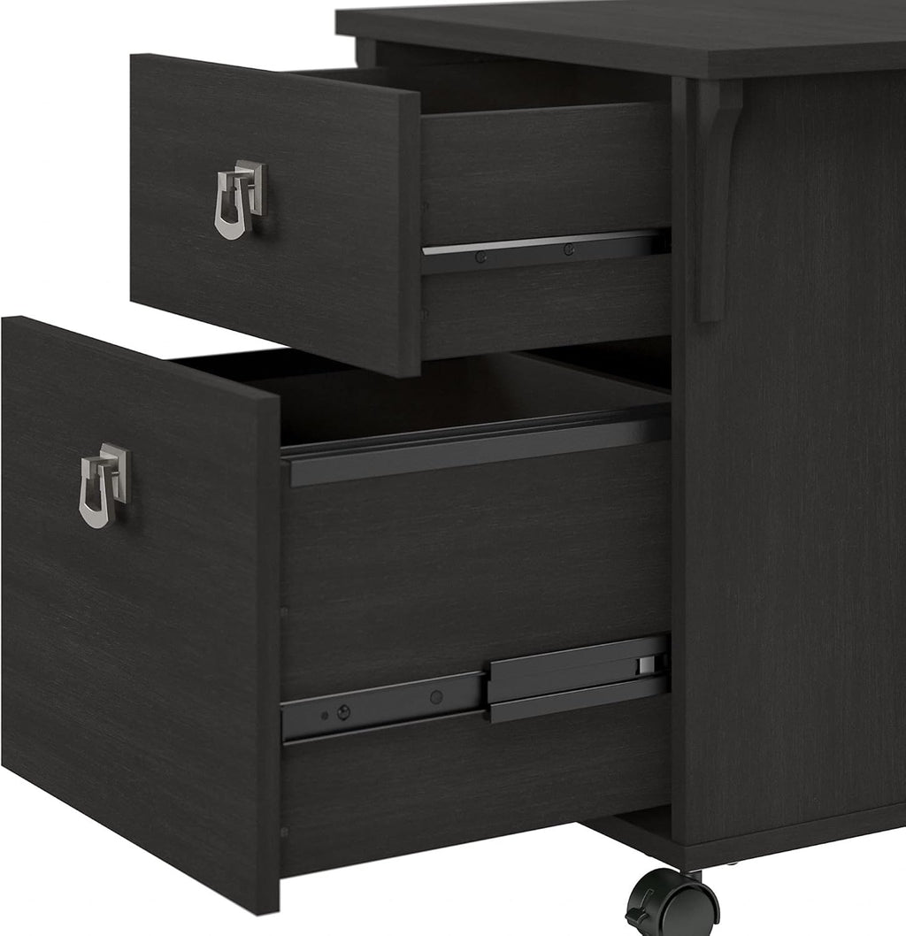 Vintage Black 2 Drawer Mobile File Cabinet A9395