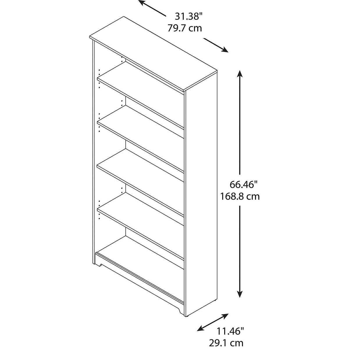 5 Shelf Bookcase in Modern Gray L844