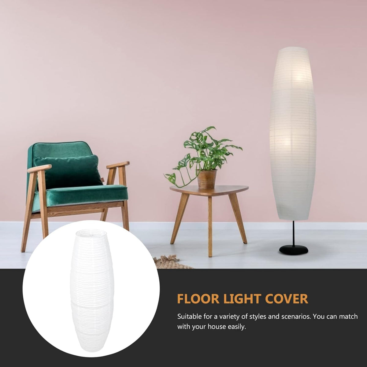 Paper Floor Lamp Shade with Bulb Cage Guard A3575