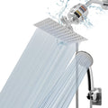 Chrome Finish 8″ Square Rain Shower Head and Handheld Shower Filter Combo with Self-adhesive Holder, 1.5M Hose, 1 Replaceable Filter Cartridge, Pack of 2 H442022