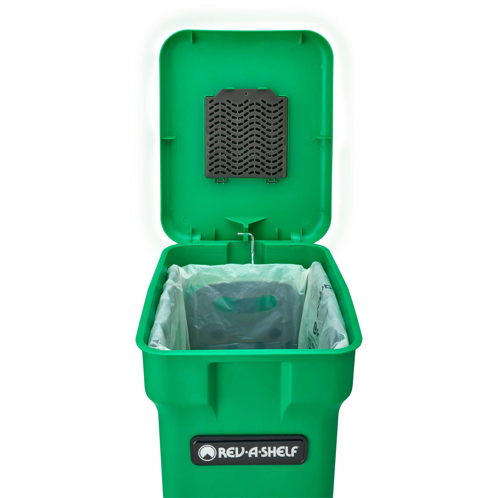 Aluminum 35 QRT Waste Container Pull-Out with Green Compost Bin X885849