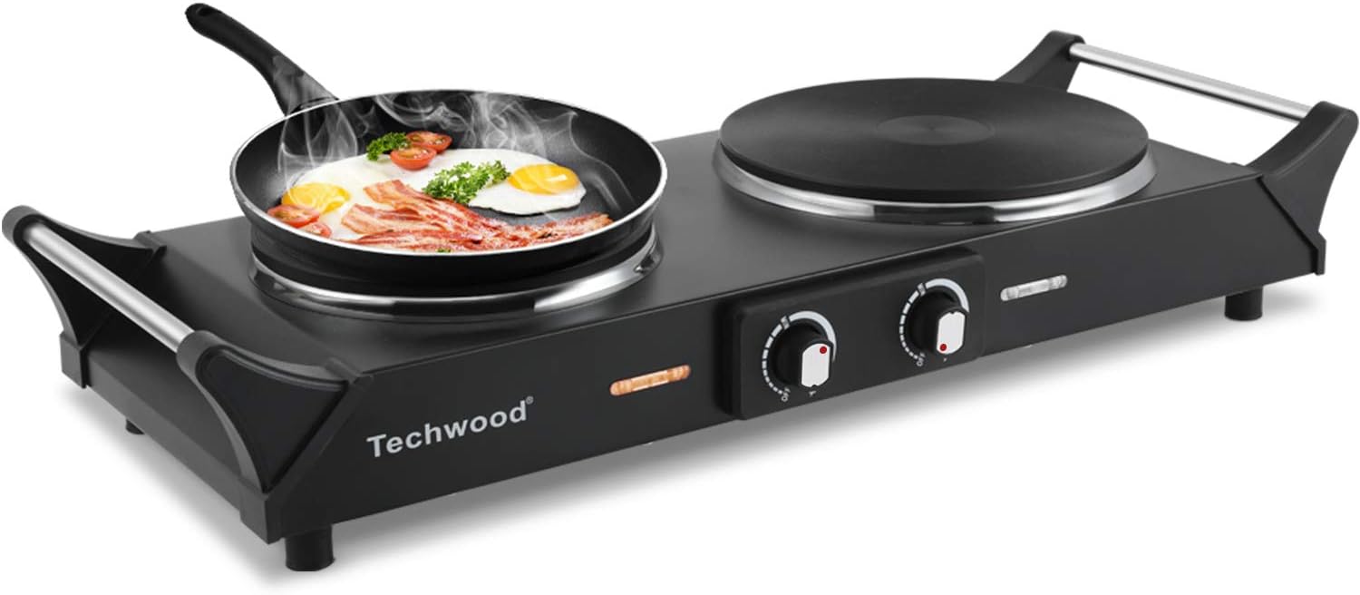1800W Double Burner Hot Plate with Adjustable Temperature J3599