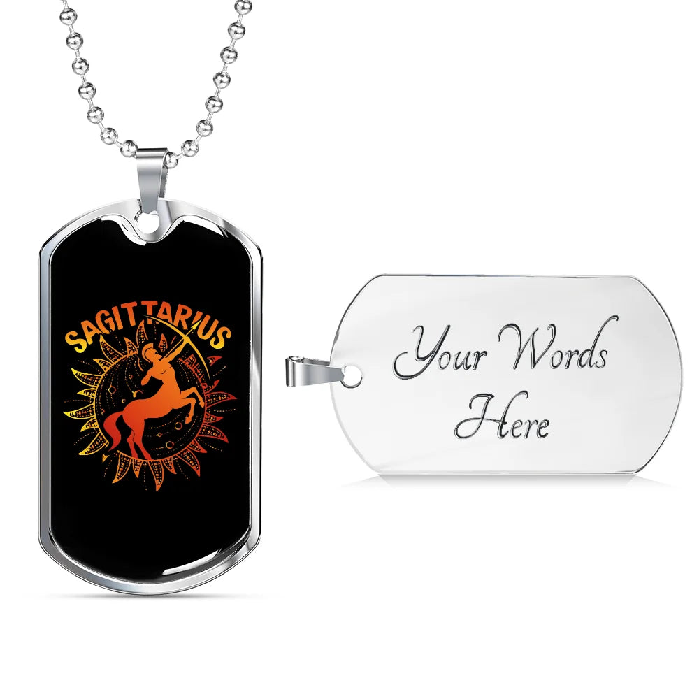 Zodiac Necklace Stainless Steel Dog Tag 24" Chain S22011