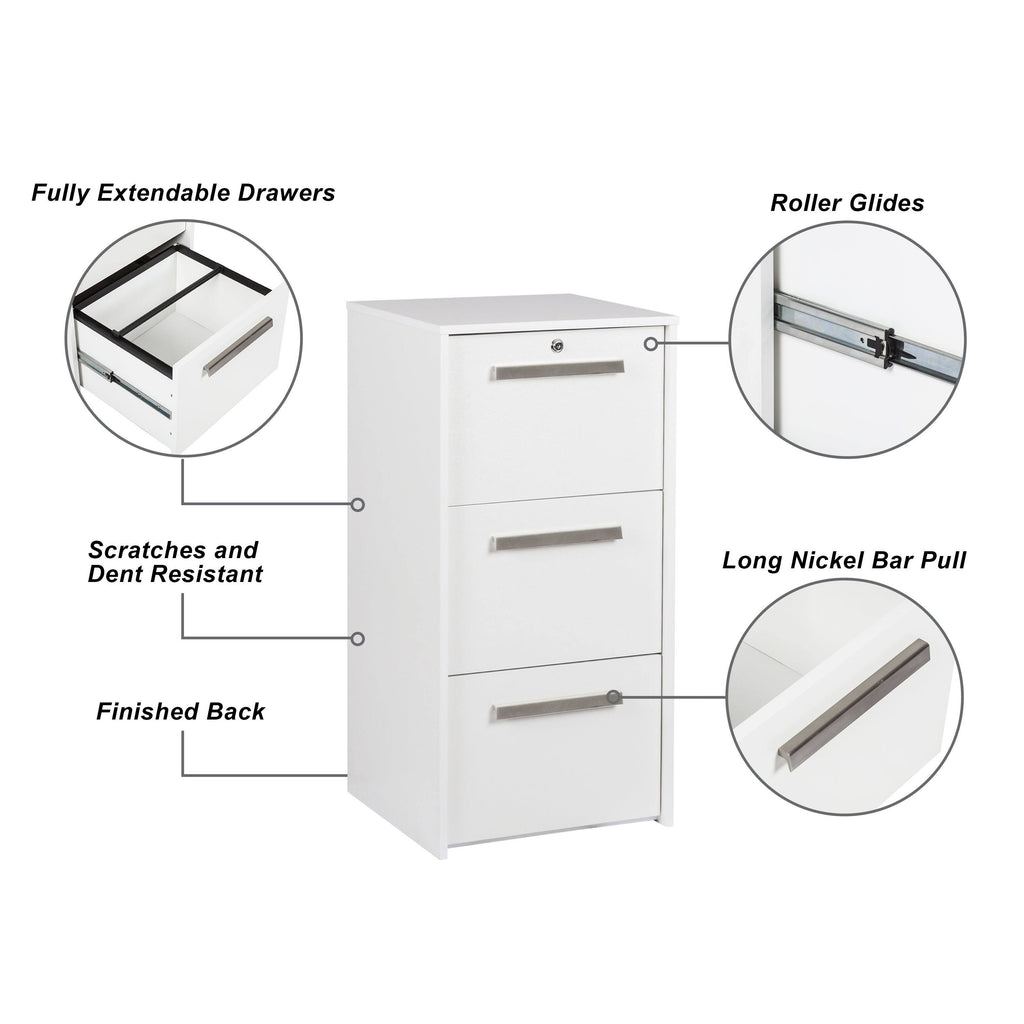 Alaska White Wood Grain 3-Drawer Lateral File L659