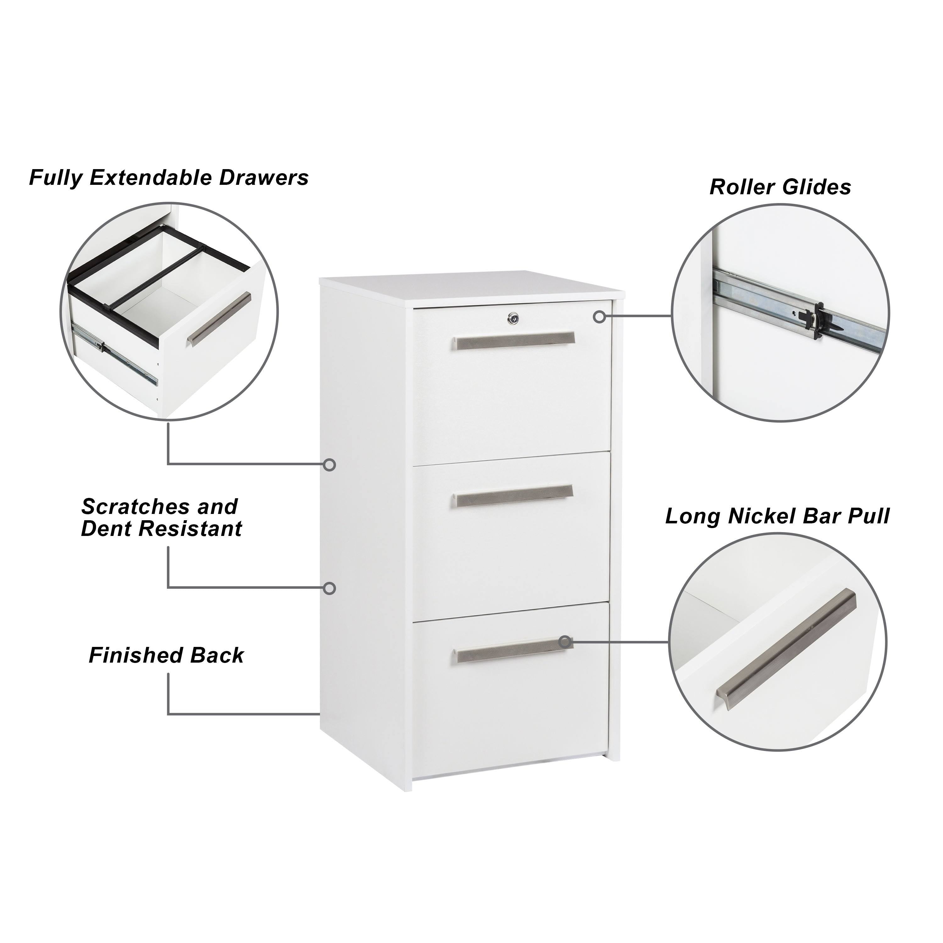 Alaska White Wood Grain 3-Drawer Lateral File L659