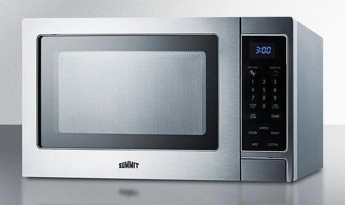 19 inch Compact Microwave With 900 Watts; Digital Touchpad; Brushed Stainless Steel Cabinet; Glass Turntable E262998