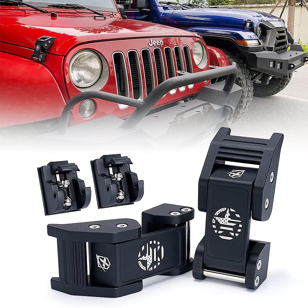 Aluminum Hood Latches Catch Kit with U.S. Flag Style X484