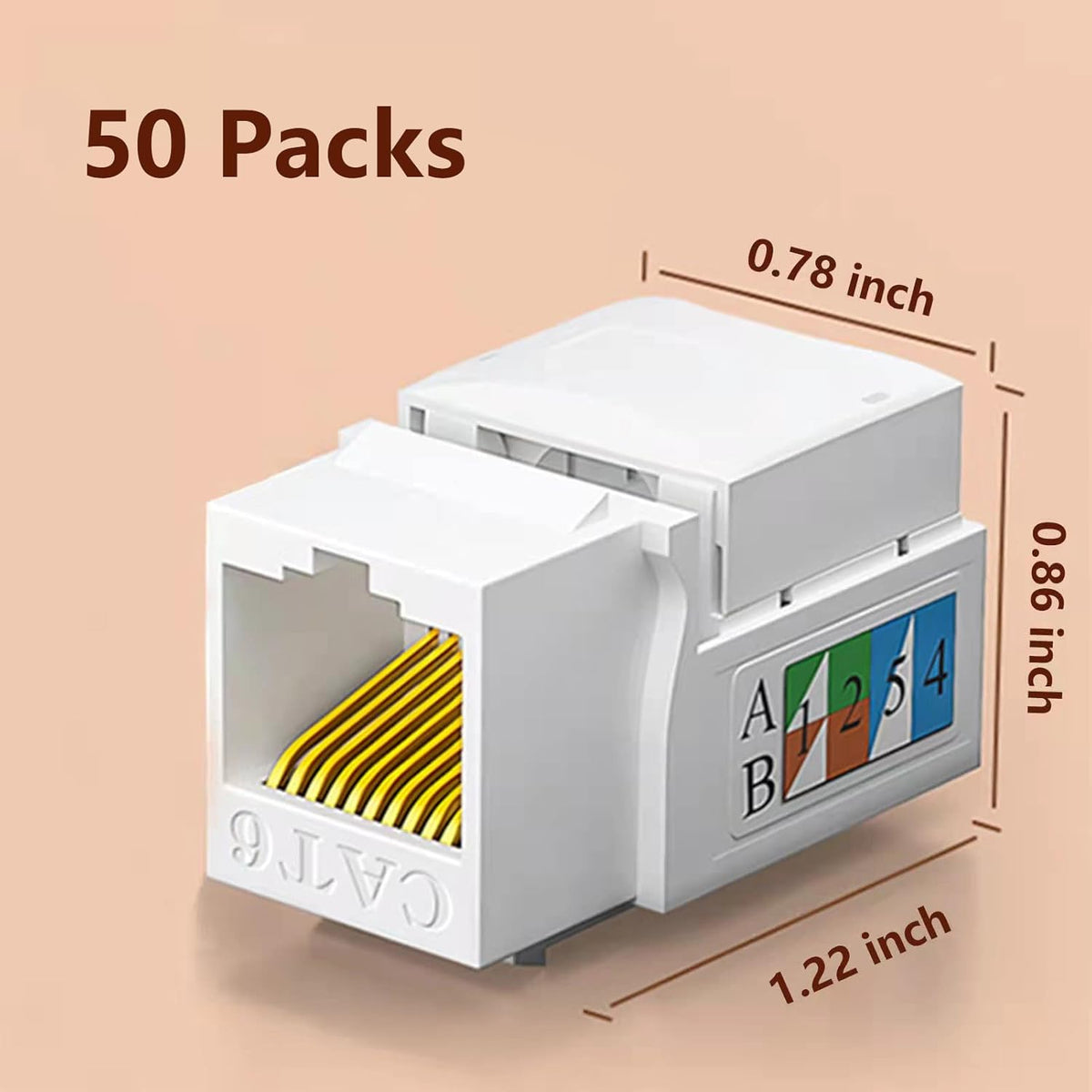 Cat6 RJ45 Keystone Jack Punch Down Connector White Ethernet Module Coupler M1535