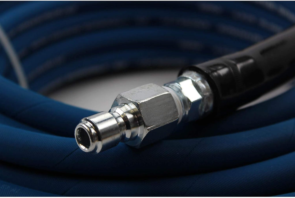 3/8” x 50ft 4000 PSI High Pressure Washer Hose Blue Steel Braid Quick Couplers Pack of 2 A592087