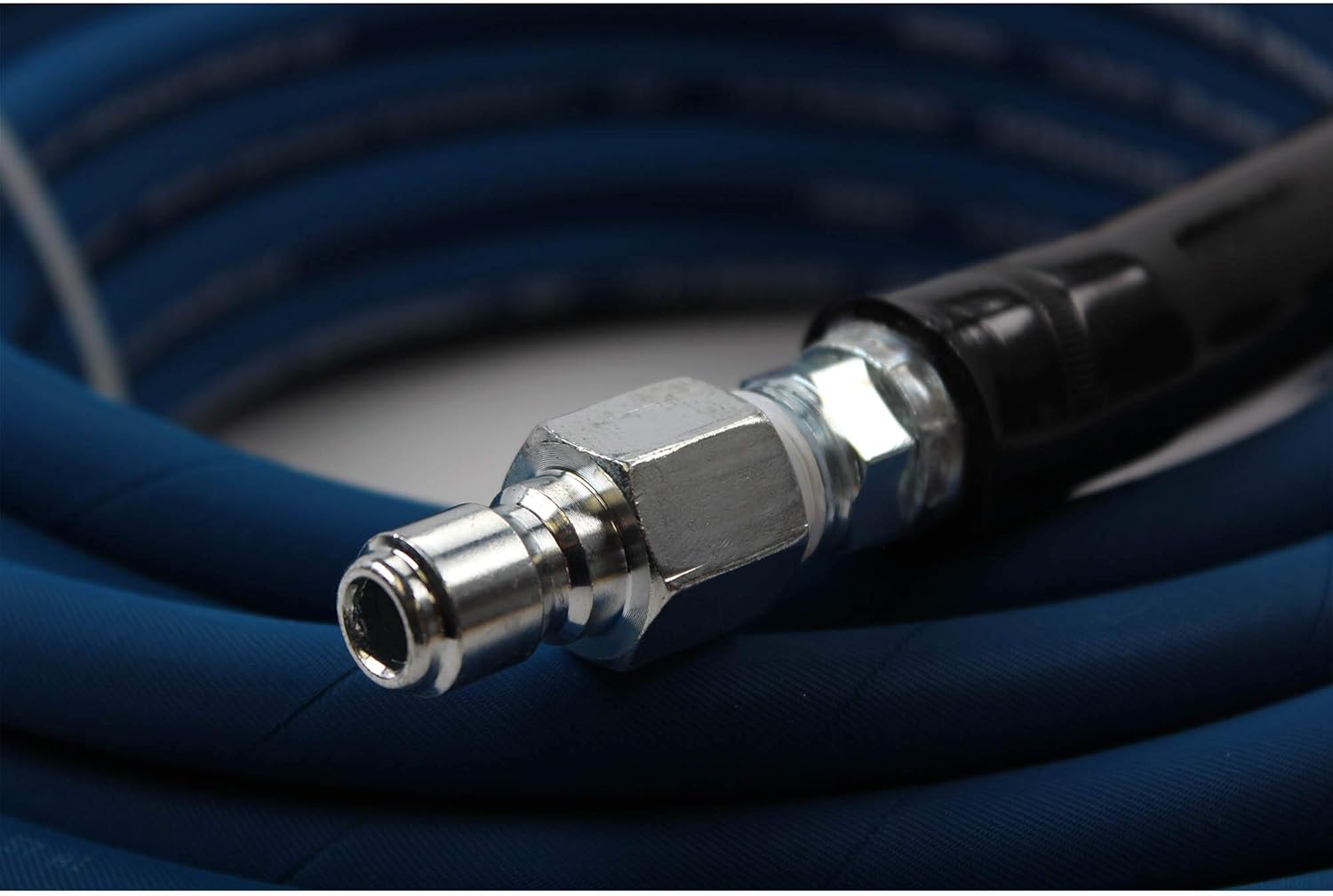 3/8” x 50ft 4000 PSI High Pressure Washer Hose Blue Steel Braid Quick Couplers Pack of 2 A592087
