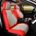 Beige & Red Waterproof Leather Car Seat Covers, 2 Pieces B149195
