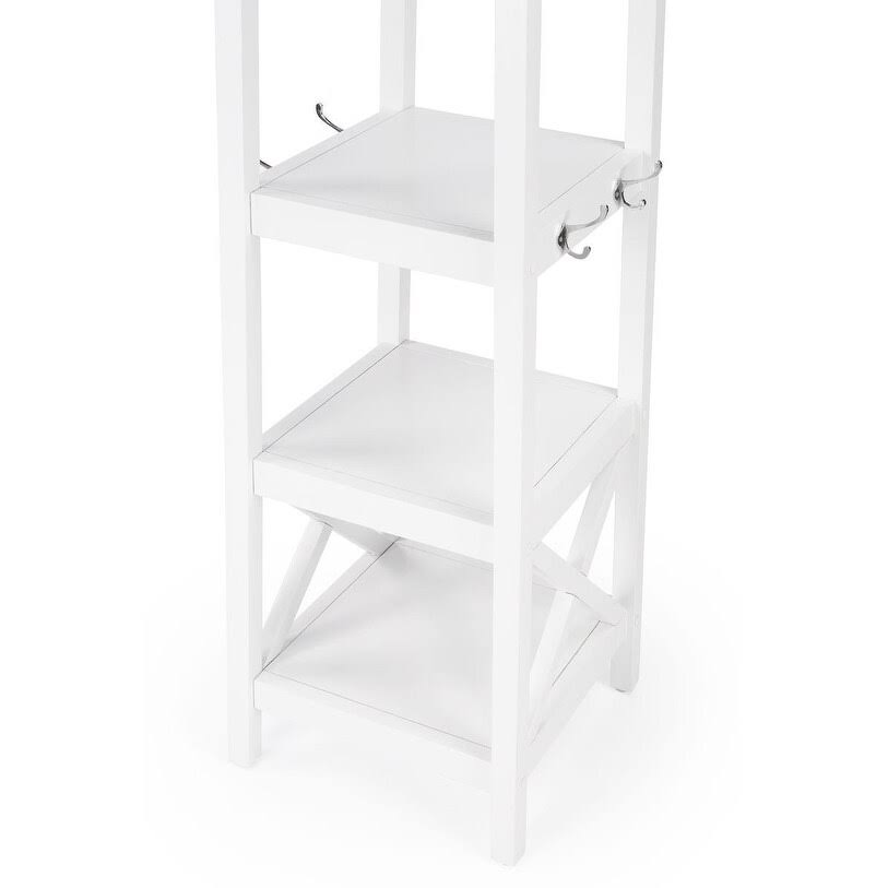 White Rectangular Coat Rack with Shelves O117861