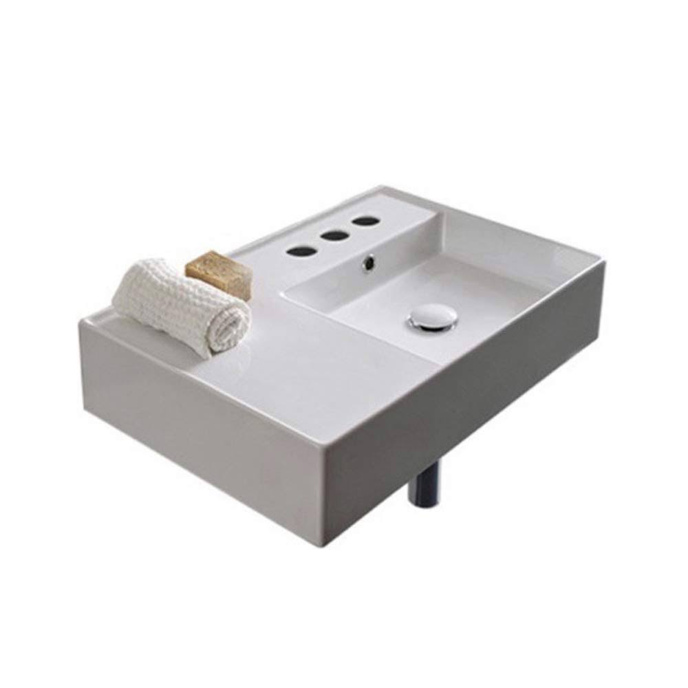 Ceramic Wall Mounted Bathroom Sink with Overflow D5864