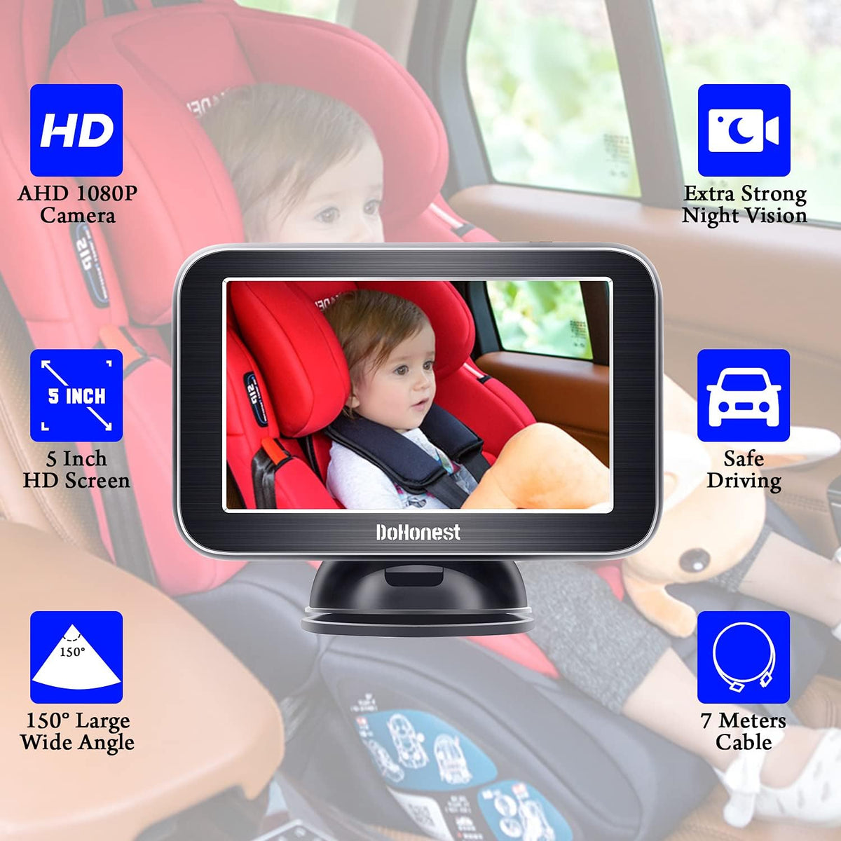 5'' AHD 1080P IR Night Vision Baby Car Camera R404