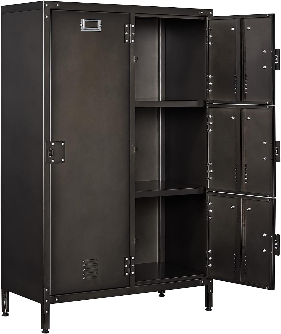 Metal Locker Storage Cabinet, 47.3” Steel Storage Cabinet with Shelves and 6 Lockable Doors F582735