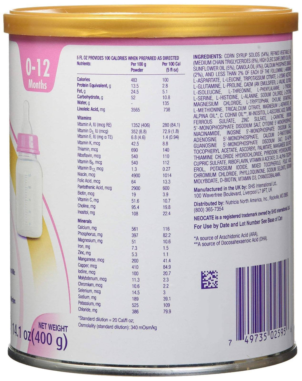 14.1 oz / 400 G Case of 4 Cans Infant Formula H921