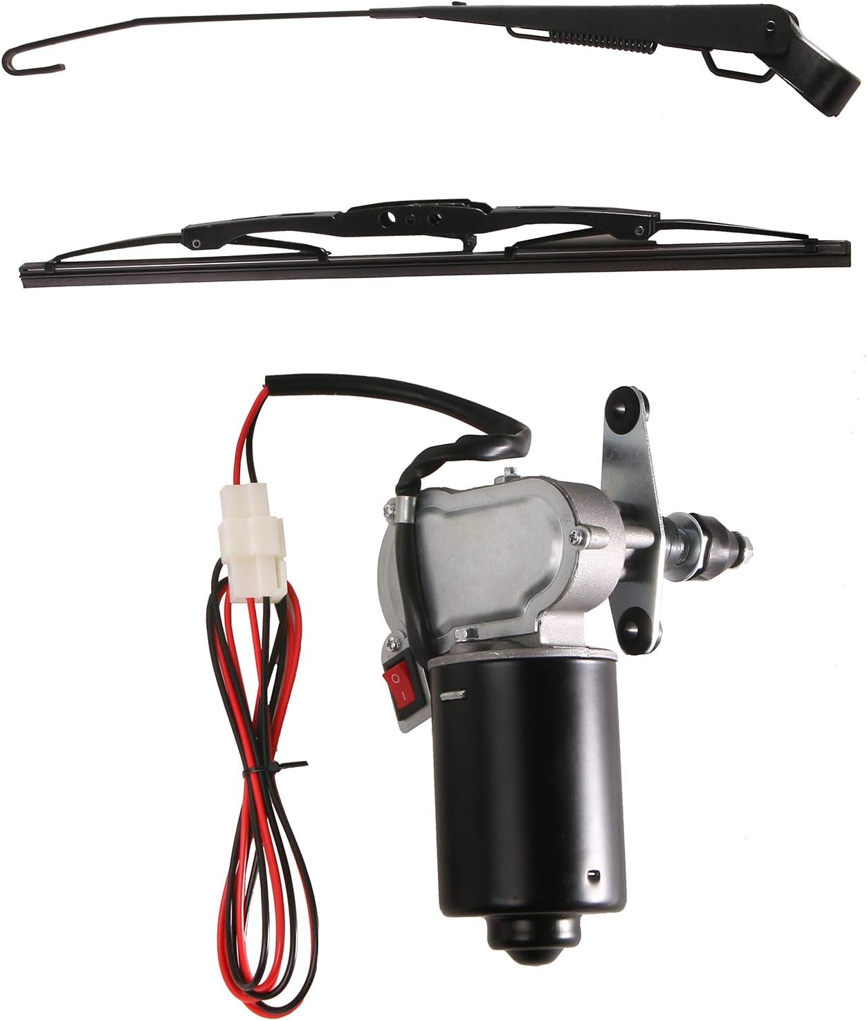 12V Universal Electric Windshield Wiper Motor Kit with 15.7" Blade Pack of 2 T8364