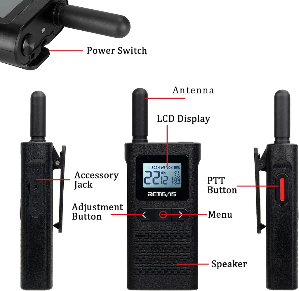 4 Pack Rechargeable Two Way Radio with Screen E32024