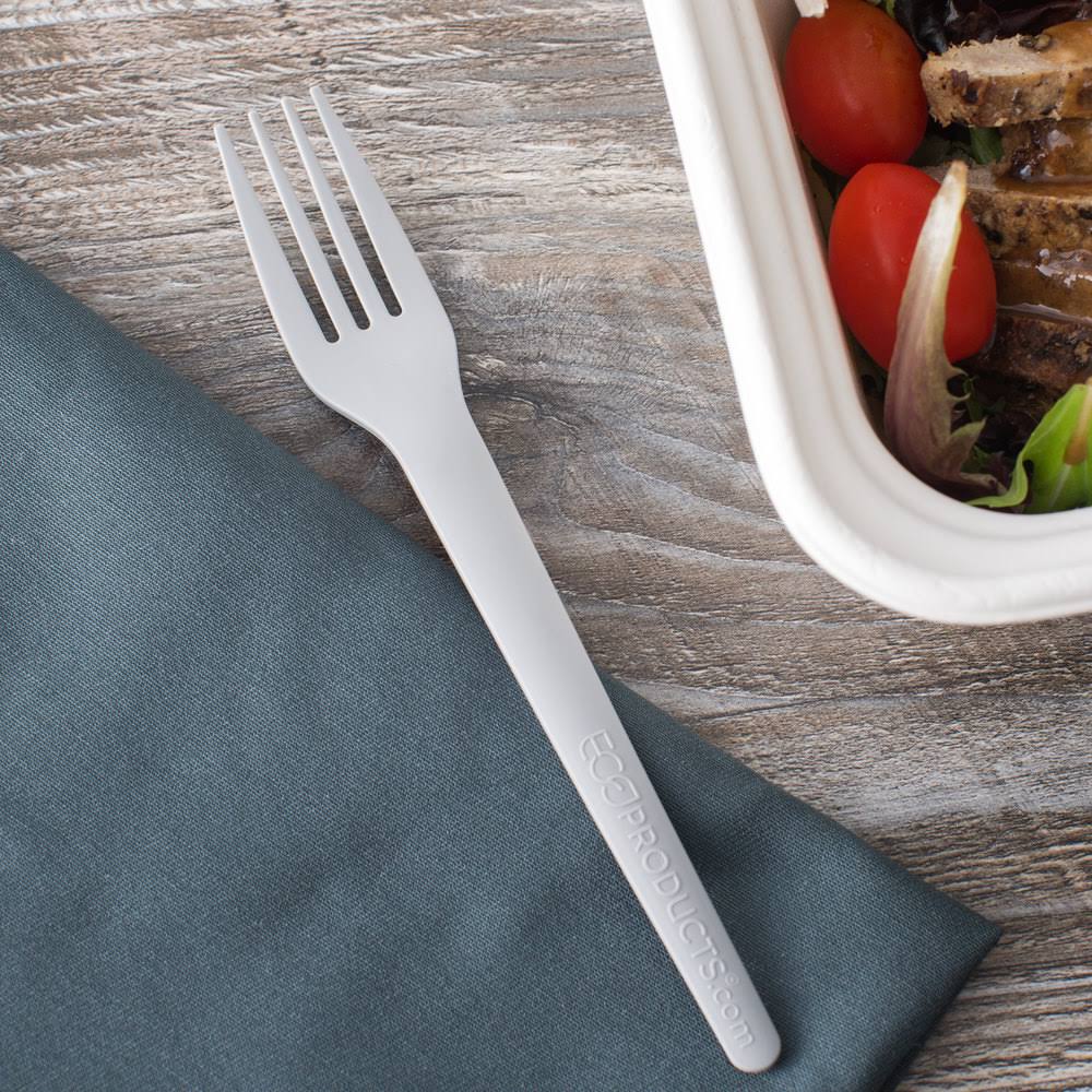 Gray Compostable Plastic Fork - 1000/Case W94949