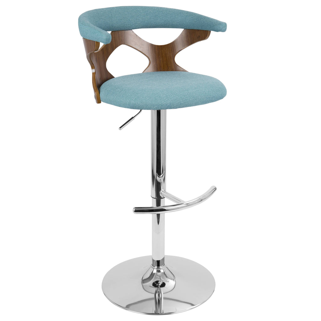 Walnut and Teal Adjustable Barstool A95368