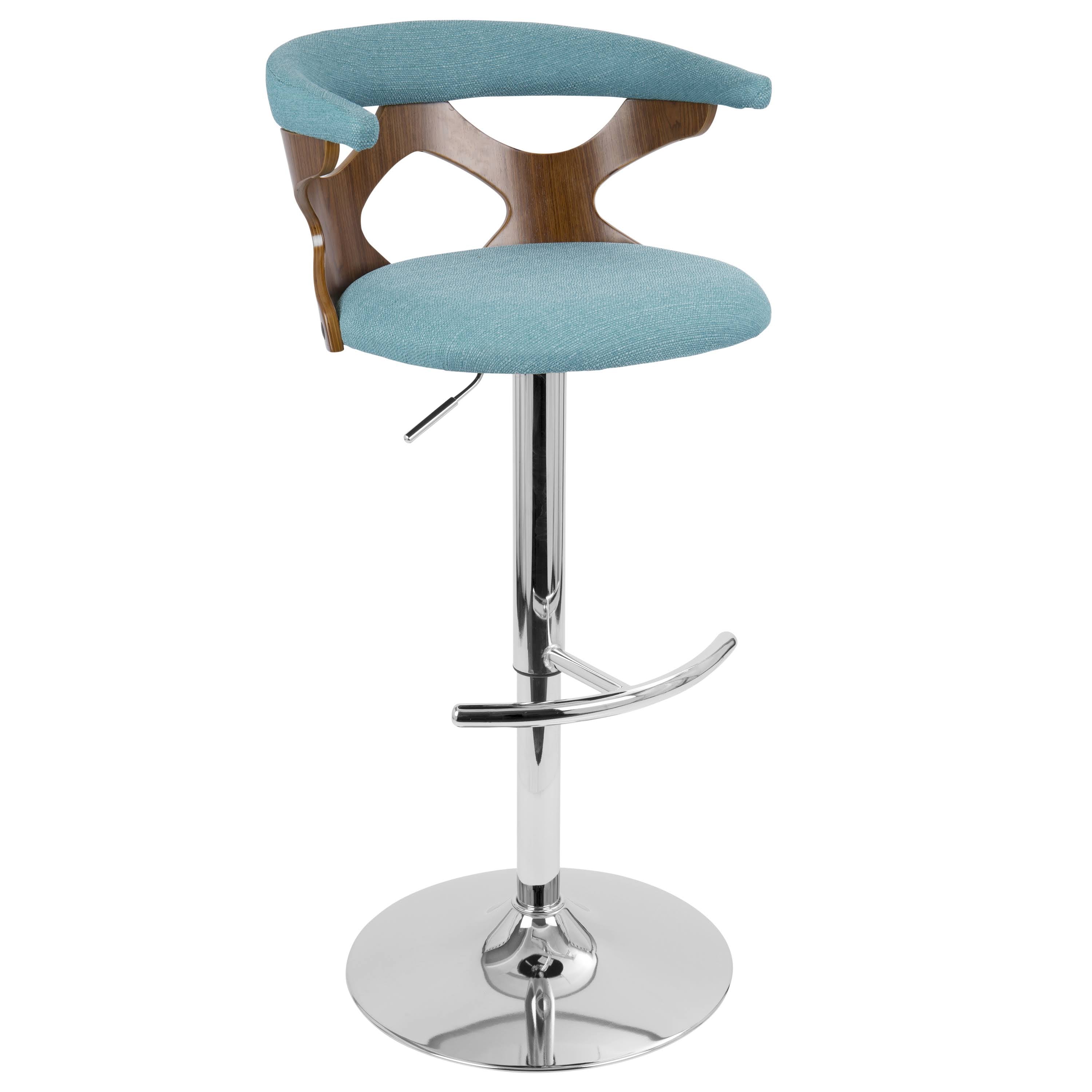 Walnut and Teal Adjustable Barstool A95368