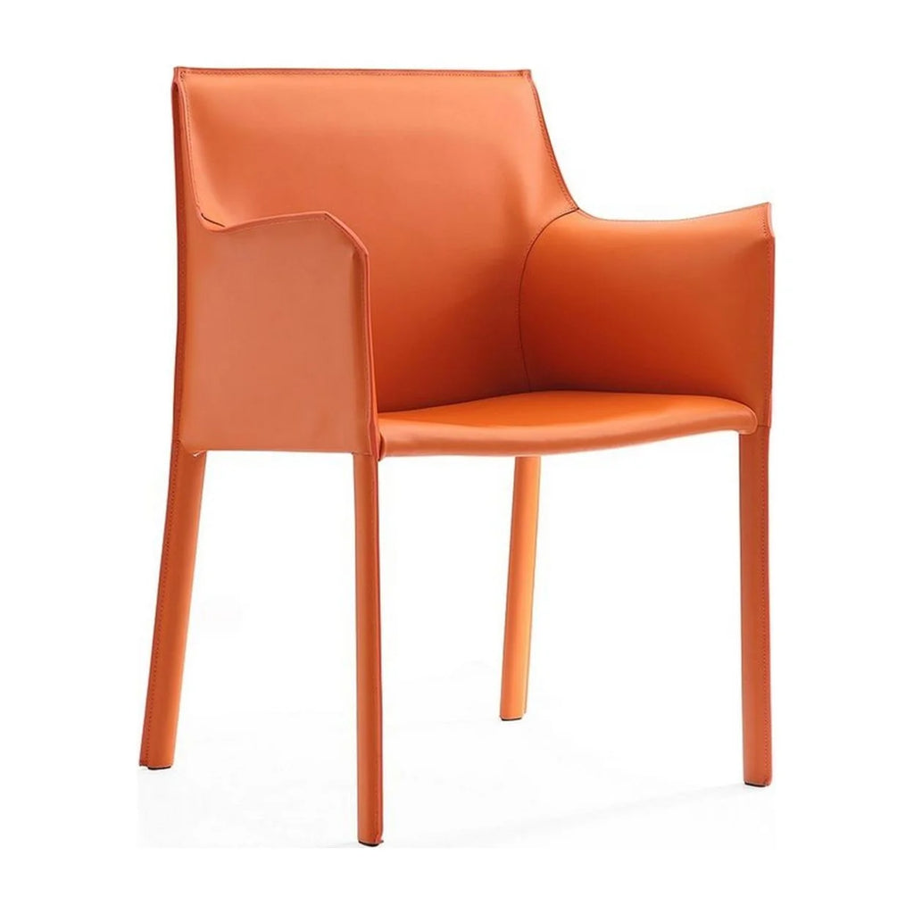 Coral Orange Leather Arm Chair (Set of 2) B9006