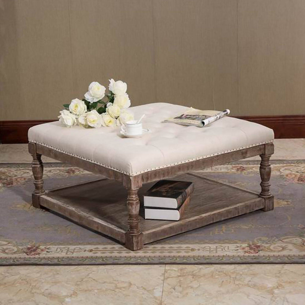 Tufted Textile Shelved Ottoman D91467