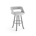 Soft Grey White Polyester Swivel Counter and Bar Stool V611162