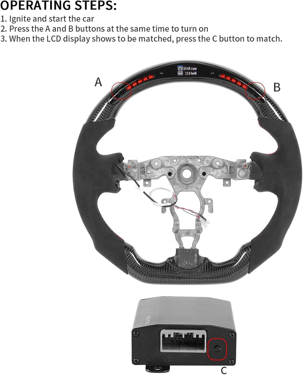 Black Suede LED Steering Wheel O1123