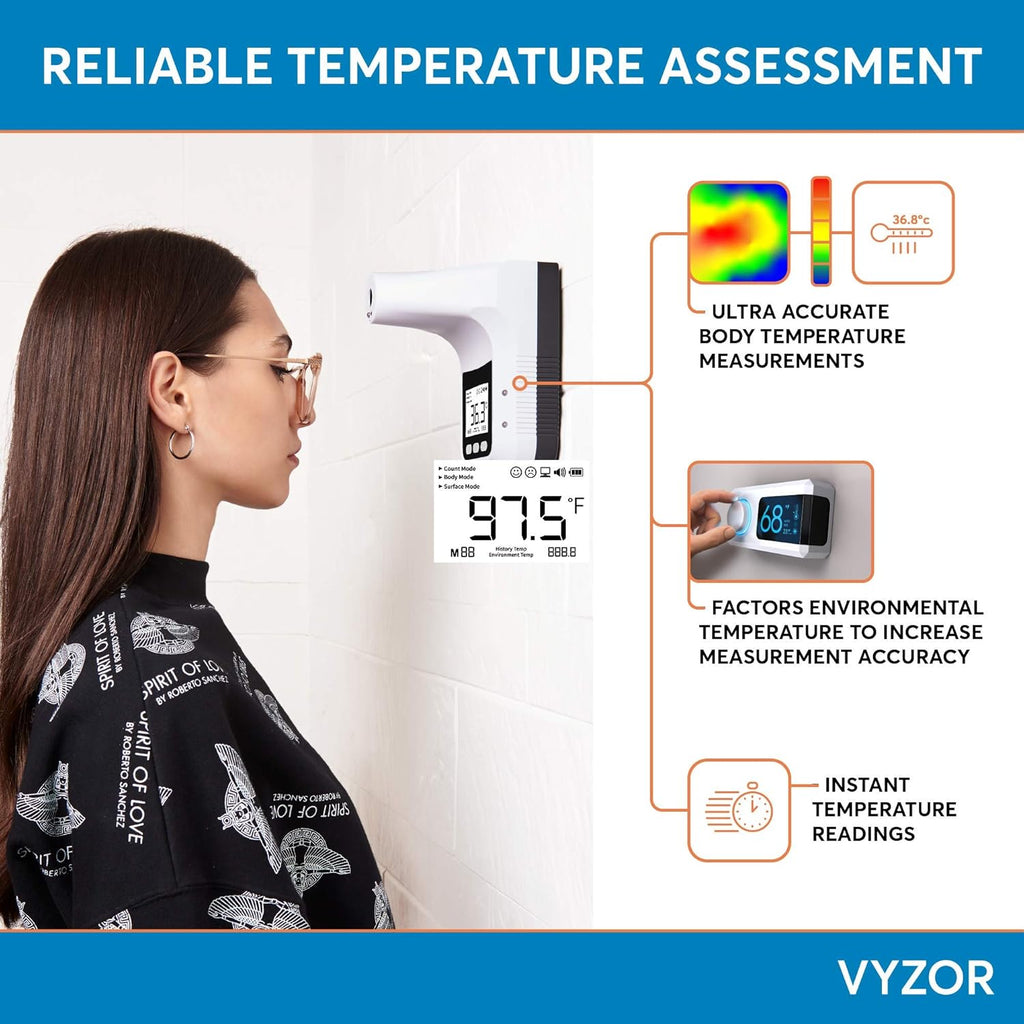 Wall Mounted Infrared Forehead Thermometer Pack of 2 L8634