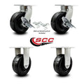 8 inch Heavy Duty Phenolic Wheel Caster Set 2 Swivel Lock 2 Rigid H558
