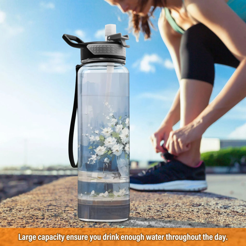 Clear 32oz Tritan Water Bottle with Straw Y2390