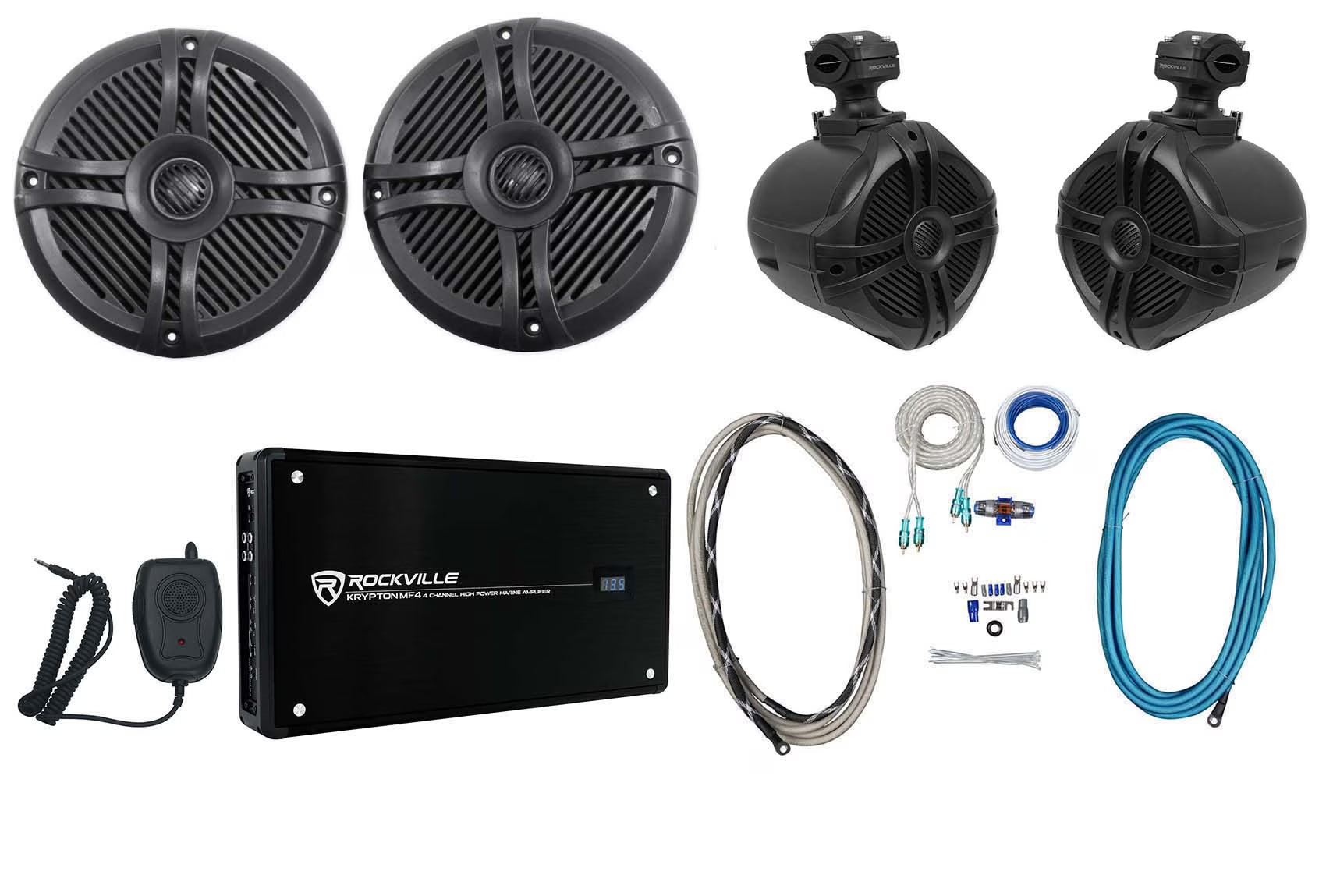 Marine Boat Speakers with Amp and Wire Kit U509
