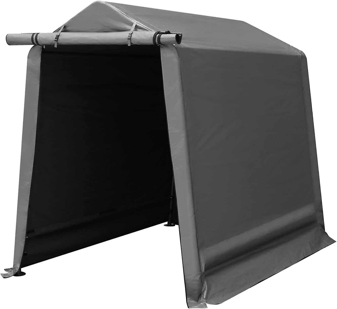 Gray Steel Metal Outdoor Storage Shed with Roll-up Zipper Door V38488