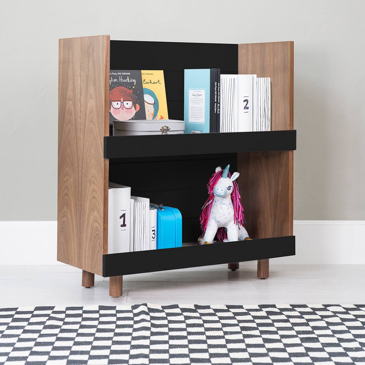Kids Bookcase Walnut White L603