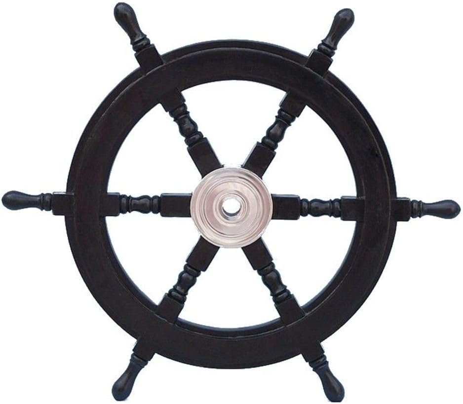 Wood and Brass Decorative Ship Wheel 24 K621